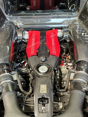 Dry Carbon Fiber Engine Trim Cover for Ferrari 488 F8 (4-Piece Set) - OEM Fitment & Lightweight Design, Top Quality Guaranteed