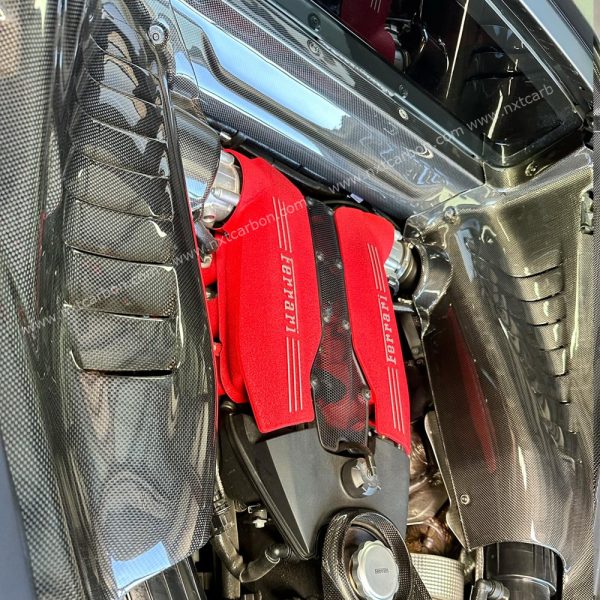 Dry Carbon Fiber Engine Trim Cover for Ferrari 488 F8 (4-Piece Set) - OEM Fitment & Lightweight Design, Top Quality Guaranteed