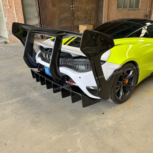 Dry Carbon Fiber GTR-Style Rear Wing Spoiler for McLaren 720S - High Downforce Aerodynamic Design, Direct Bolt-On Installation