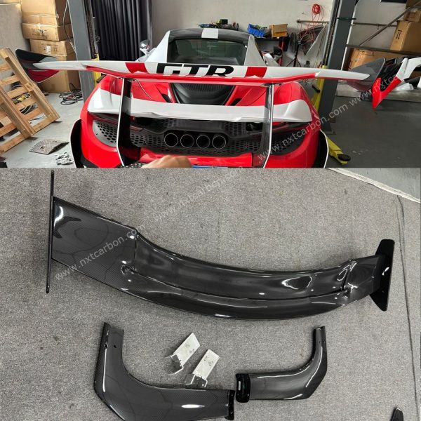 Dry Carbon Fiber GTR-Style Rear Wing Spoiler for McLaren 720S - High Downforce Aerodynamic Design, Direct Bolt-On Installation