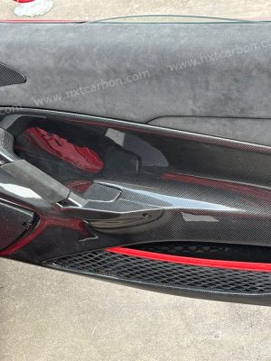 Ferrari 488 Pista Style Dry Carbon Fiber Door Panel Set - OEM Replacement Racing-Inspired Interior Trim (2-Piece High-Gloss)