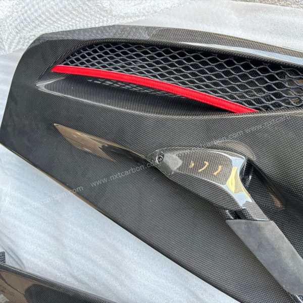 488 doorpanel3 Ferrari 488 Pista Style Dry Carbon Fiber Door Panel Set - OEM Replacement Racing-Inspired Interior Trim (2-Piece High-Gloss)