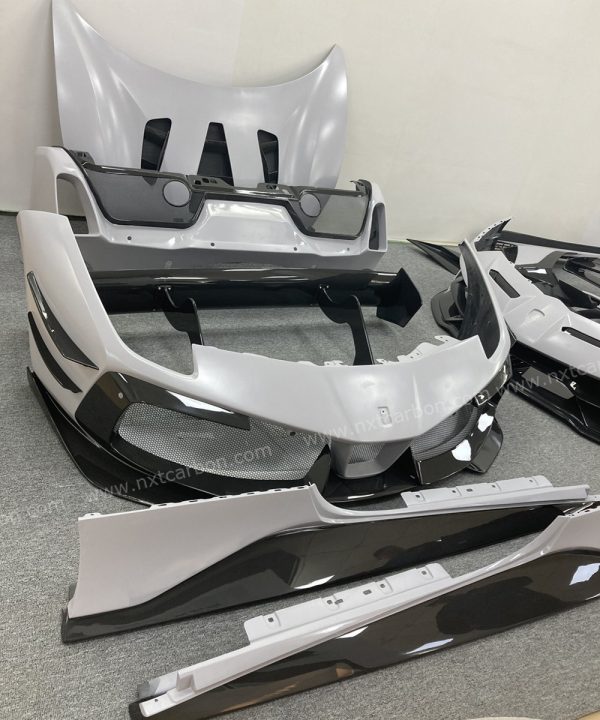 Ferrari 488 EVO Challenge Dry Carbon Fiber Full Body Kit - Aerodynamic Front Bumper/Rear Diffuser/Racing Wing (6-Piece Complete Set)