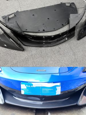 McLaren 600LT Dry Carbon Fiber Front Splitter - 1:1 OEM-Style Aerodynamic Lip & Undertray Kit (Racing-Grade Precision Fit)