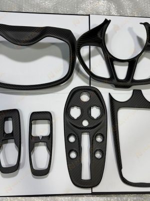 McLaren GT Dry Carbon Fiber Interior Trim Kit - 6-Piece High-Gloss Full Set (Dashboard/Door Panels/Console) OEM-Style